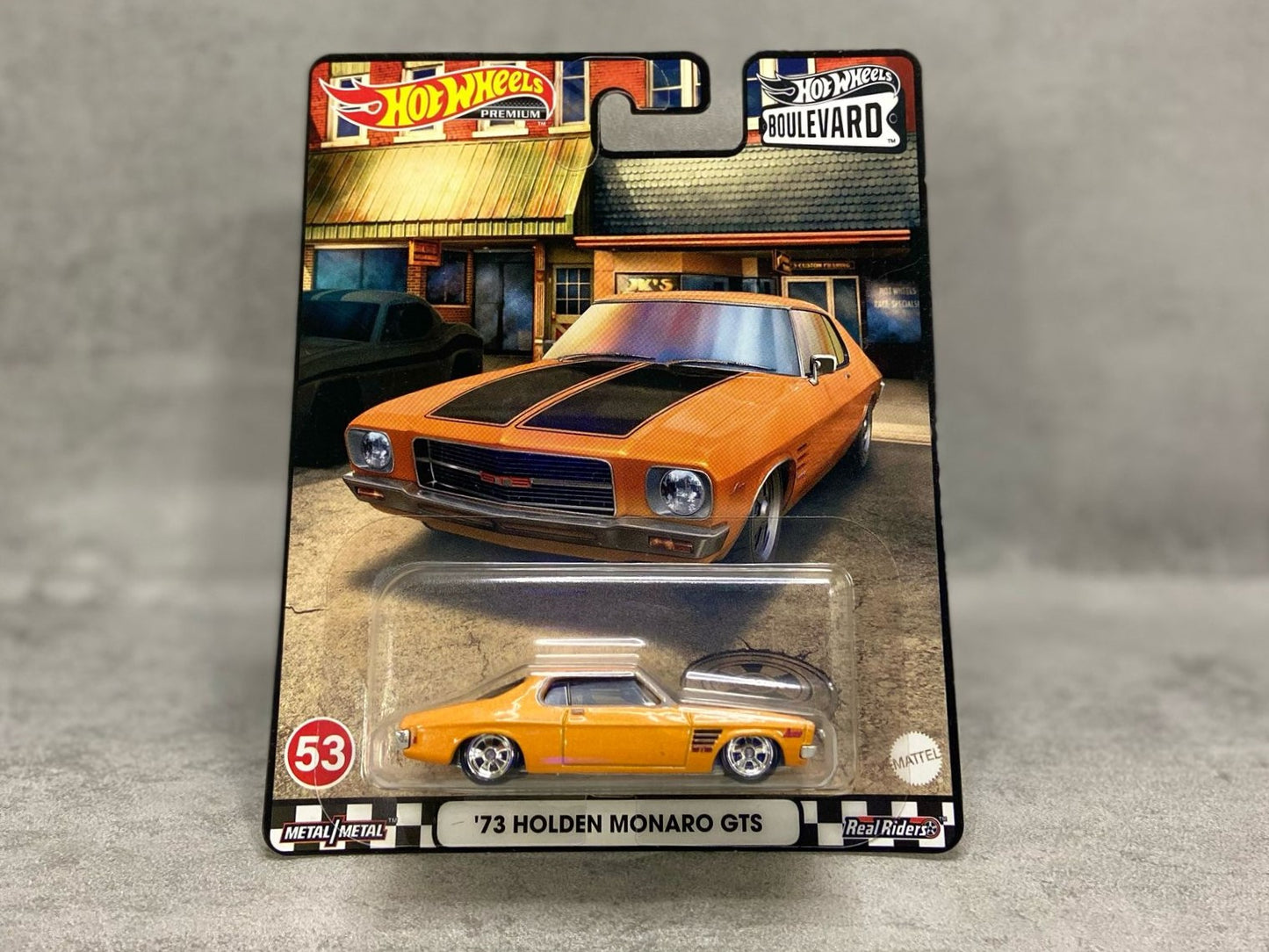 Hot Wheels Boulevard '73 Holden Monaro GTS – mașinuță premium 1:64 cu design clasic și detalii de performanță