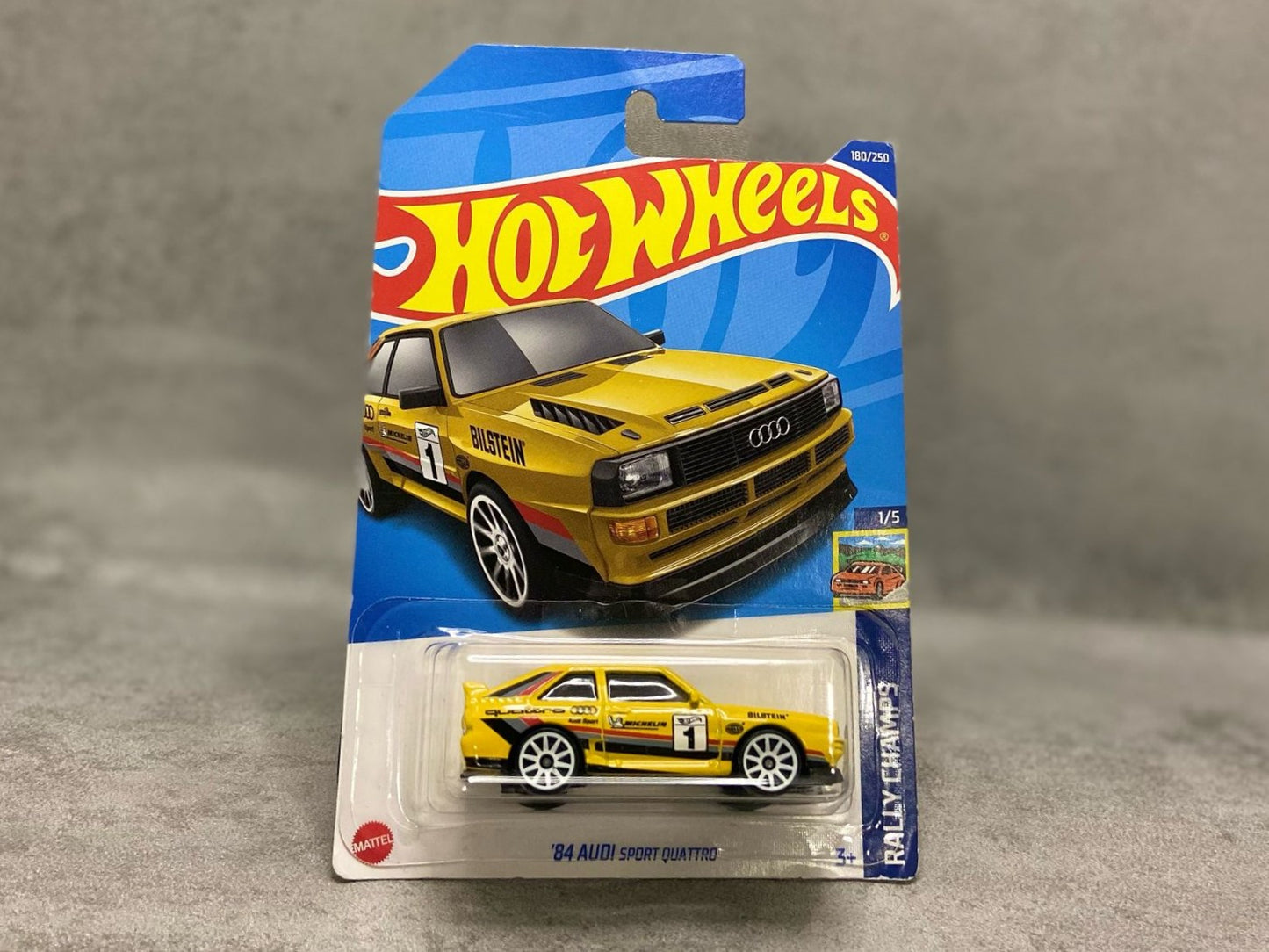 Hot Wheels '84 Audi Sport Quattro – mașinuță 1:64 inspirată din era Group B și stilul raliurilor clasice