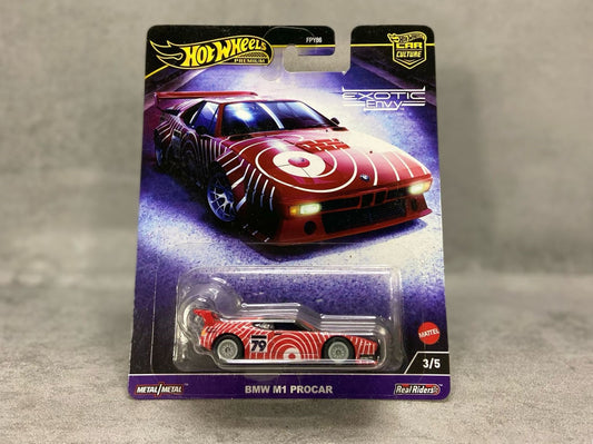 Hot Wheels Exotic Envy BMW M1 Procar – mașinuță premium 1:64 cu design de competiție și detalii autentice

