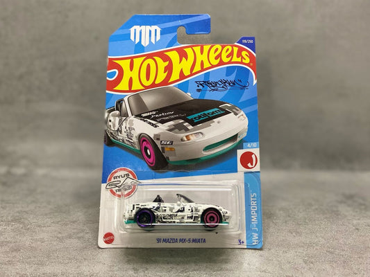 Hot Wheels '91 Mazda MX-5 Miata – mașinuță roadster JDM 1:64 cu faruri pop-up