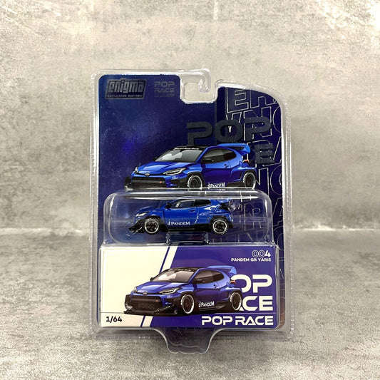 Pop Race 1:64 Toyota GR Yaris Pandem Metallic Blue – mașinuță JDM exclusivă pentru colecționari